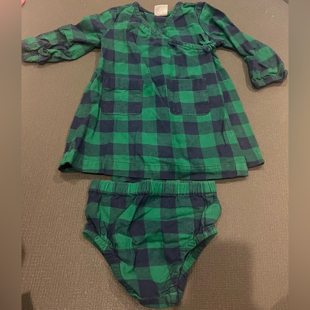Hanna Andersson Plaid Wrap Dress with matching bloomers